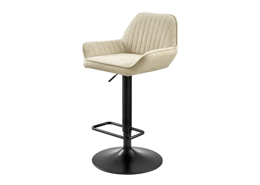 Luther Fabric Gaslift Swivel Bar Stool, Strata Cream - Set of 2