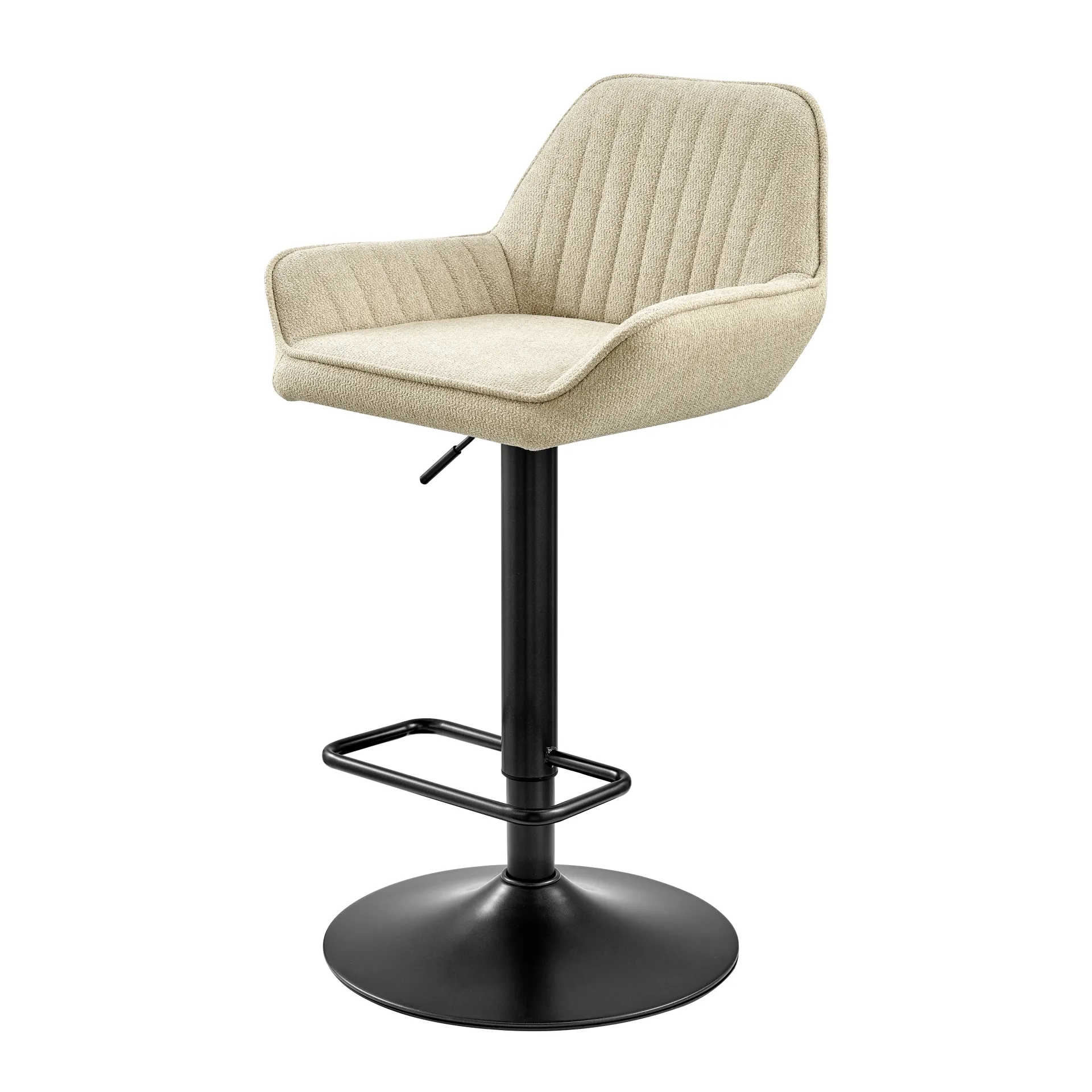 Luther Fabric Gaslift Swivel Bar Stool, Strata Cream - Set of 2