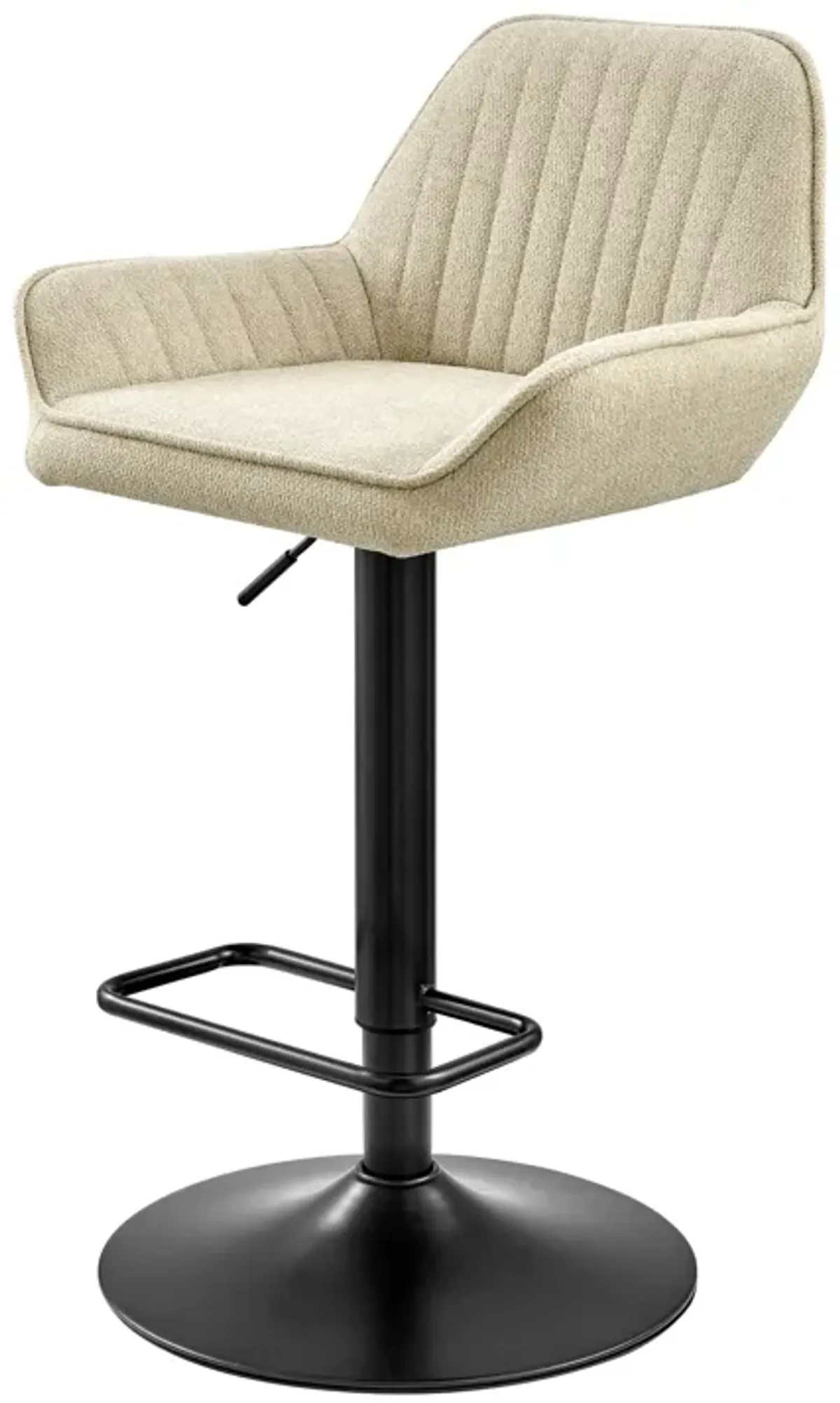 Luther Fabric Gaslift Swivel Bar Stool, Strata Cream - Set of 2