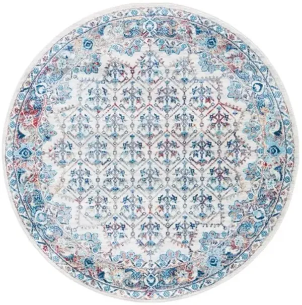 Brentwood 869 Ivory / Blue 6'-7" X 6'-7" Round Round Powerloomed Rug