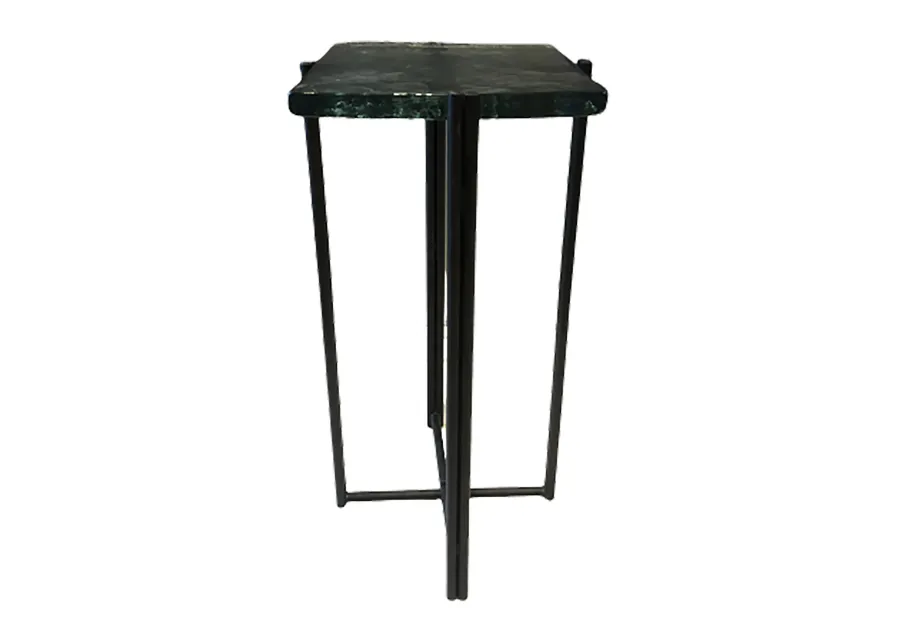 Metal, 22" Thick Glass Top Side Table, Black Kd