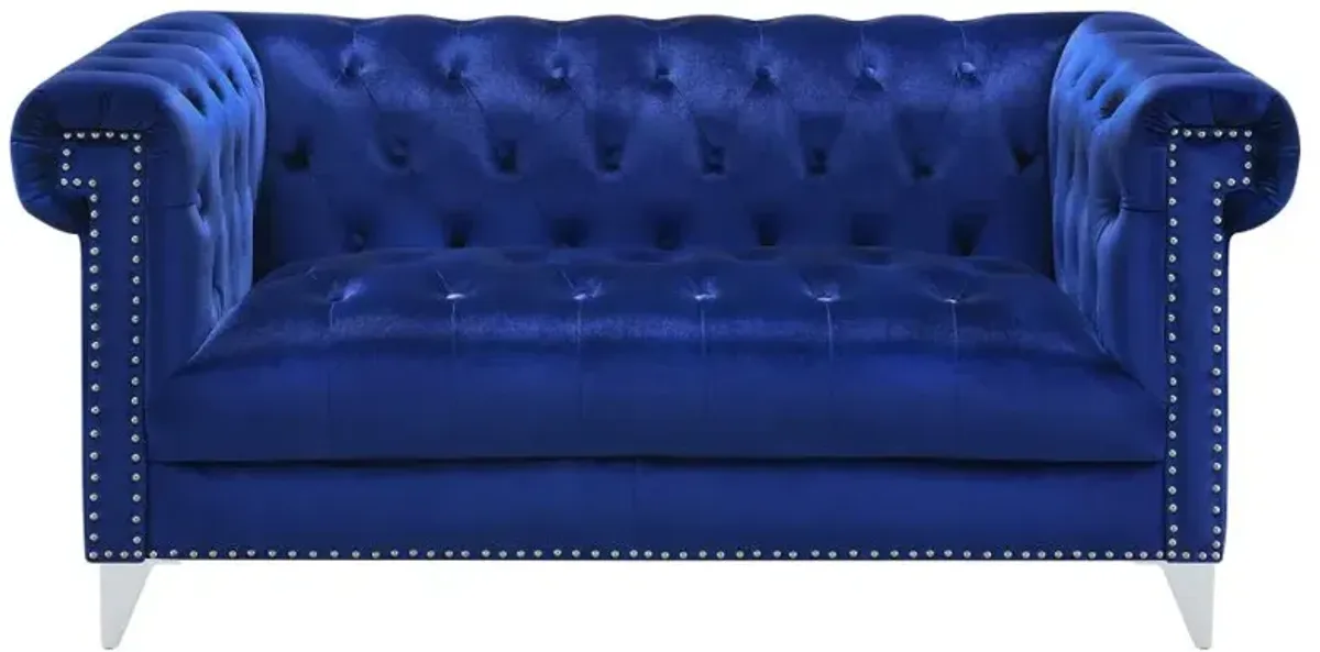 Bleker Tufted Tuxedo Arm Loveseat Blue