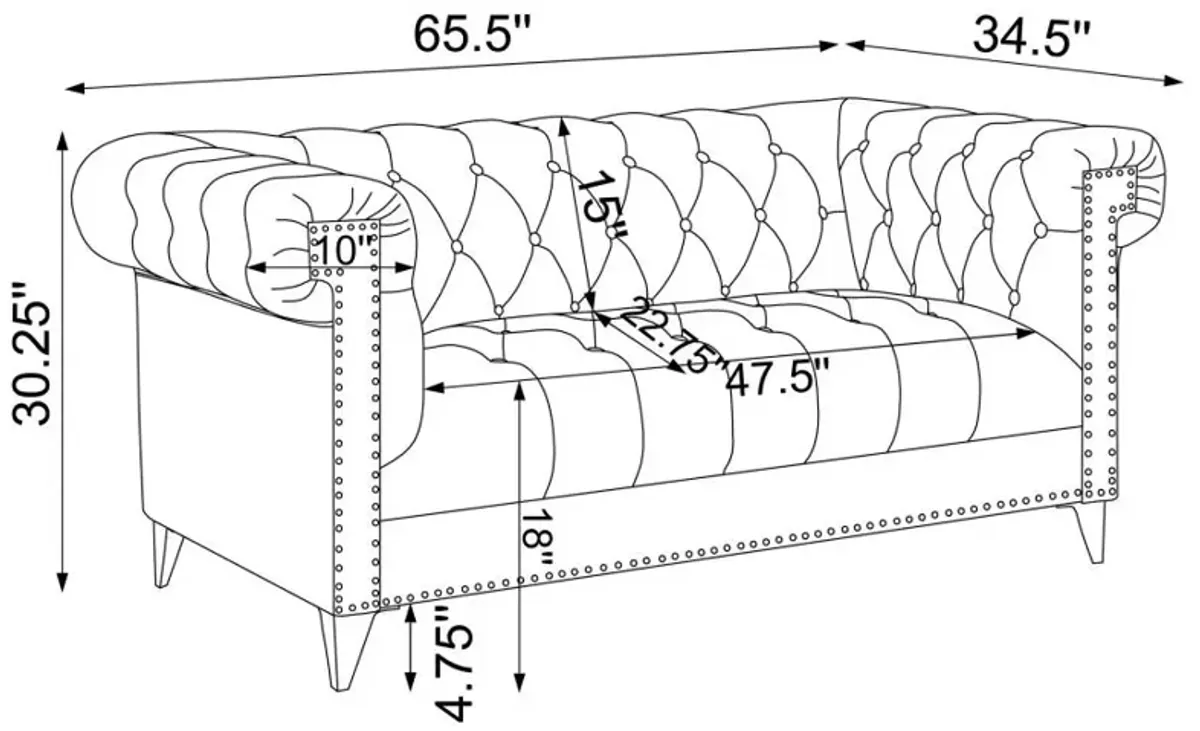 Bleker Tufted Tuxedo Arm Loveseat Blue