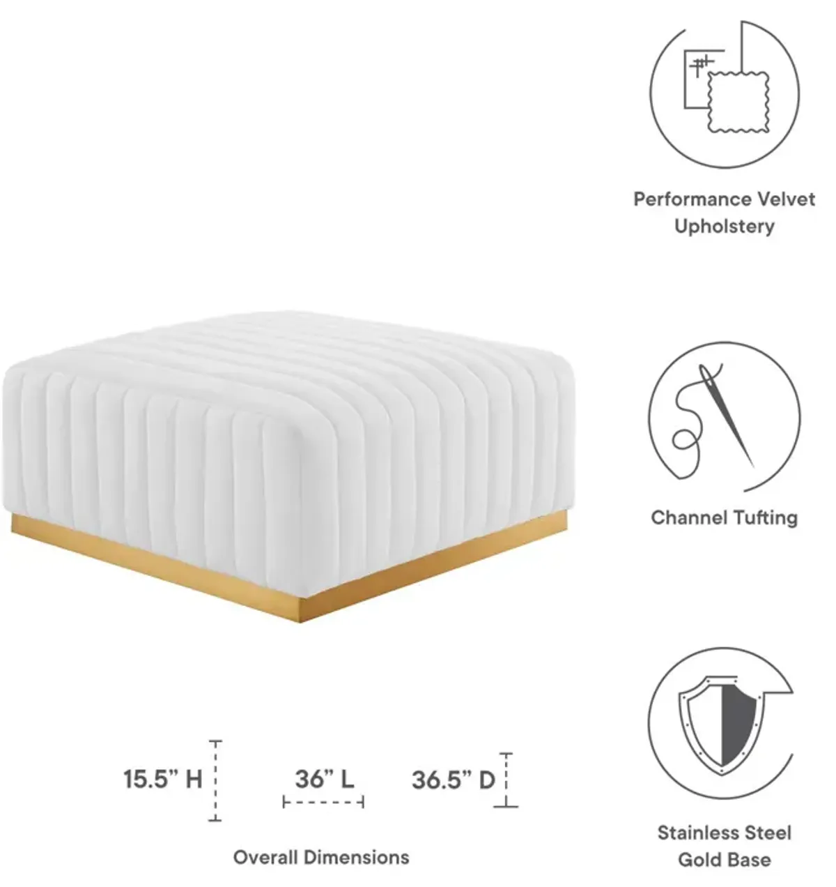 Conjure Channel Tufted Performance Velvet Ottoman