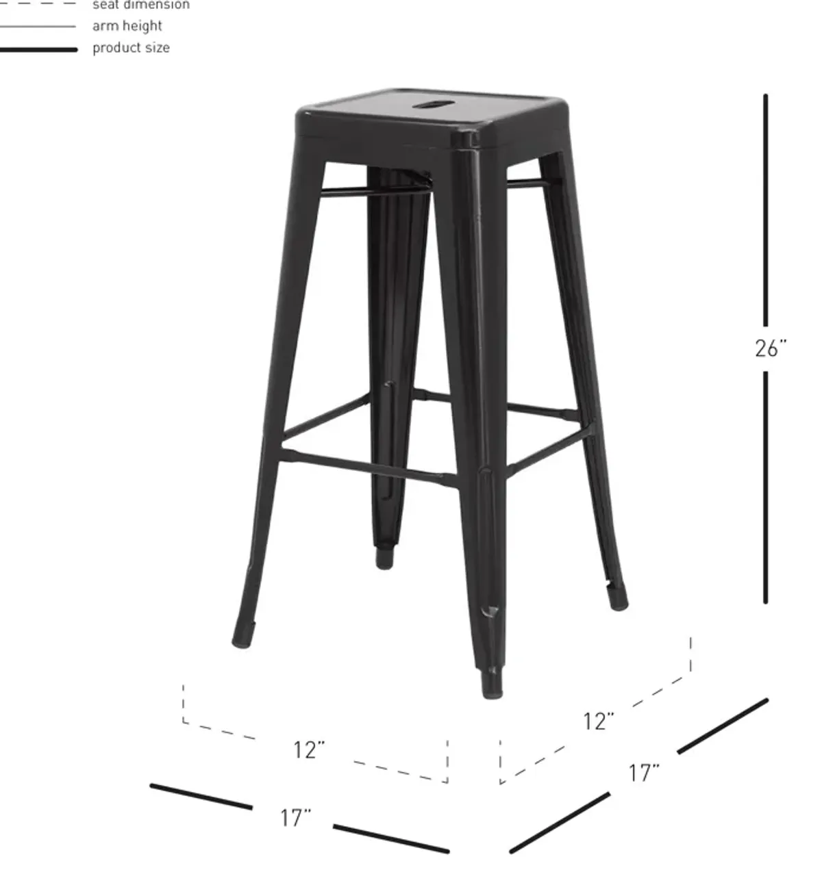 Metropolis Metal Backless Counter Stool, Black (Set of 4)