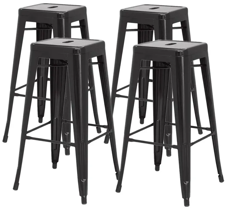 Metropolis Metal Backless Counter Stool, Black (Set of 4)