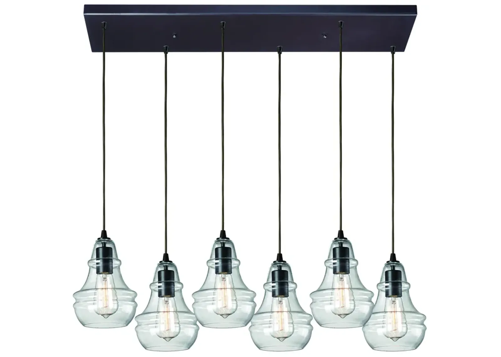 Menlow Park 30" Wide 6-Light Multi Pendant - Oiled Bronze