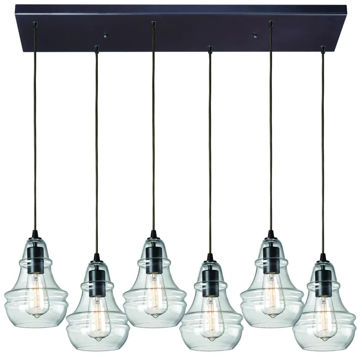 Menlow Park 30" Wide 6-Light Multi Pendant - Oiled Bronze