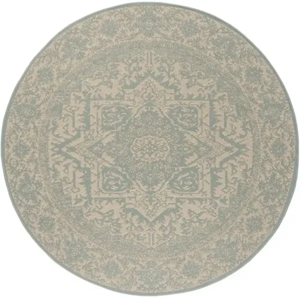 LINDEN 139 Collection LND139L-6R Cream / Aqua 6'-7" X 6'-7" Round