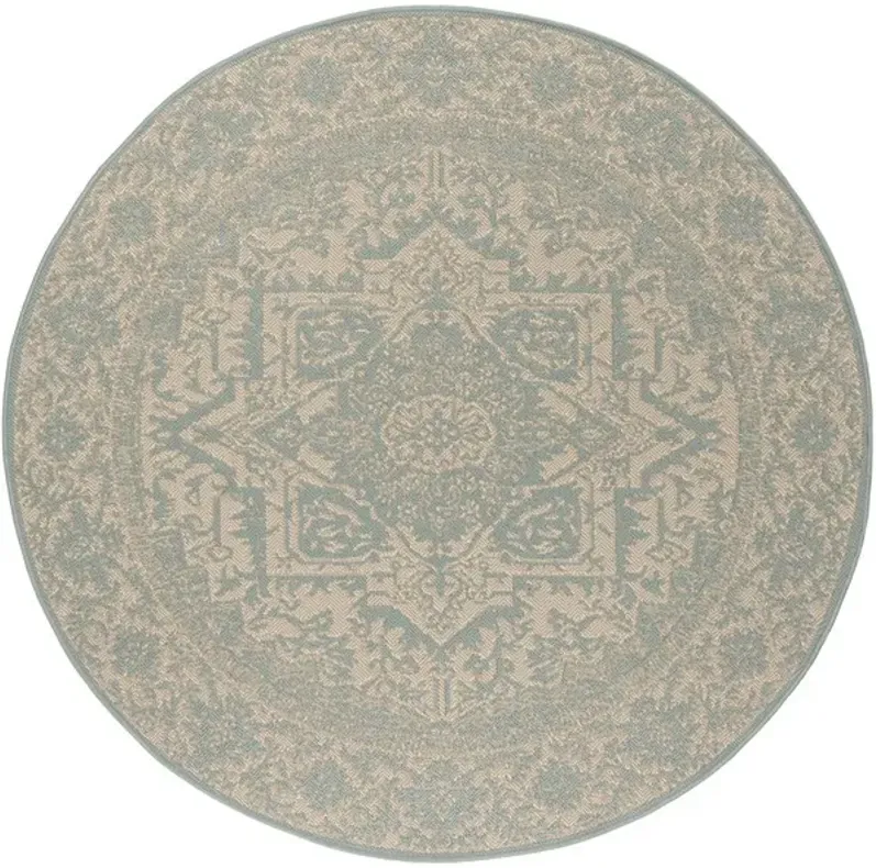 LINDEN 139 Collection LND139L-6R Cream / Aqua 6'-7" X 6'-7" Round