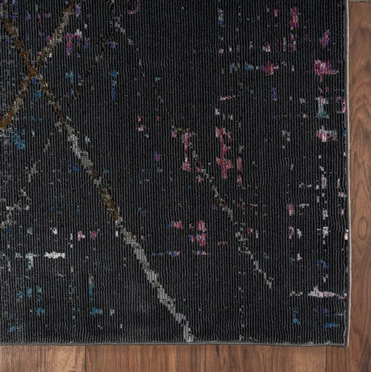 Ivy Impulse Abstract Charcoal Fusion Area Rug  5' x 7'6"