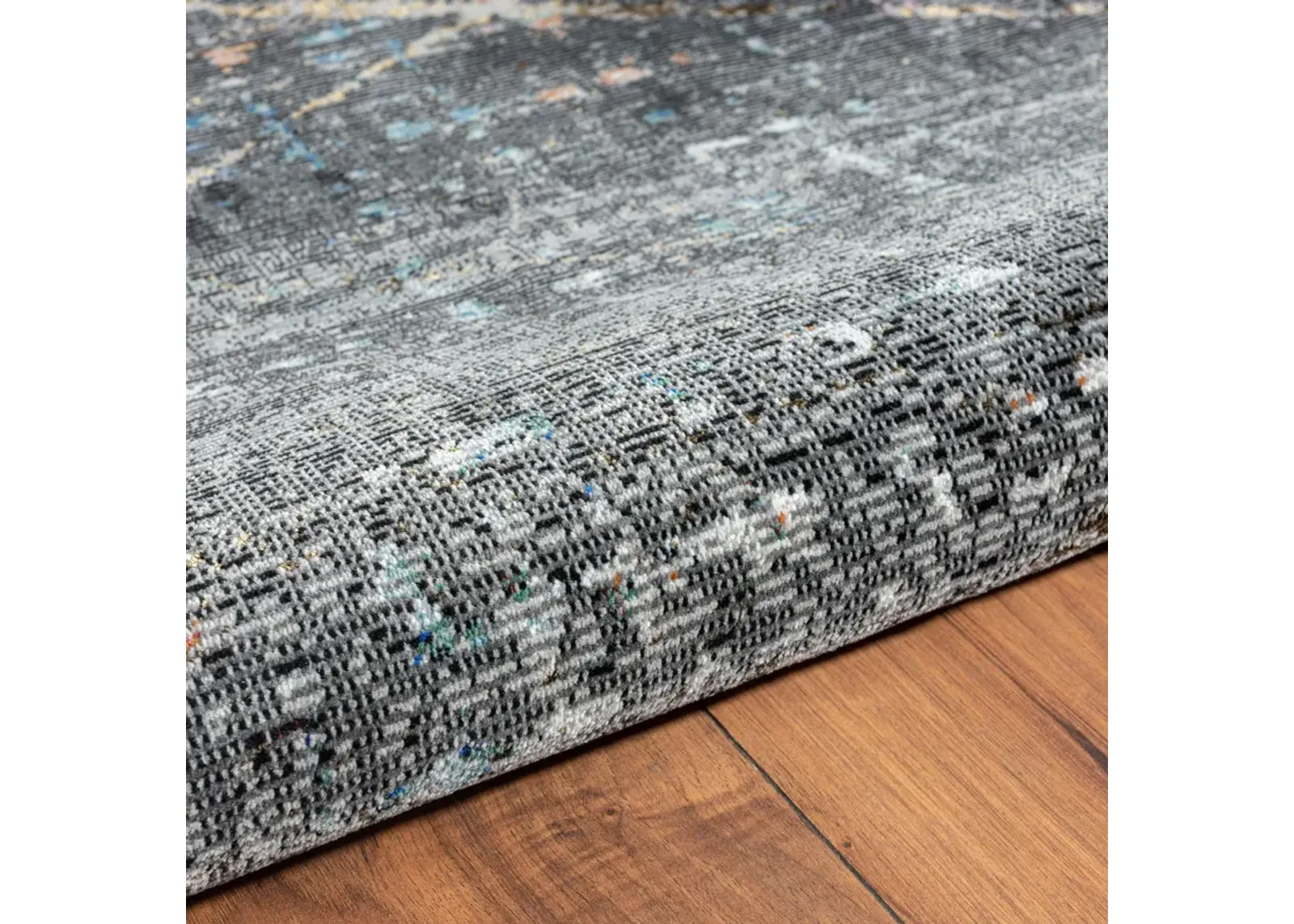 Ivy Impulse Abstract Charcoal Fusion Area Rug  5' x 7'6"