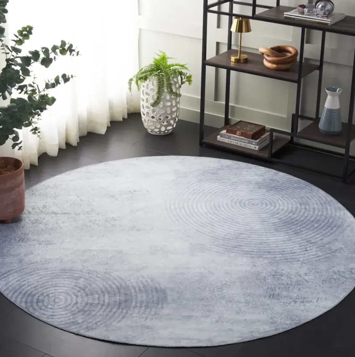 MALIBU 809 GREY 6' x 6' Round Round Rug