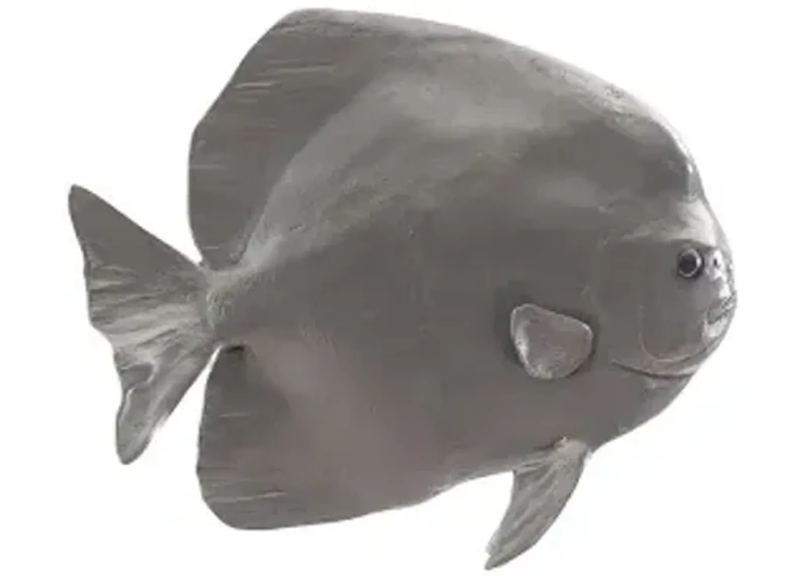 australian bat fish wall sculpture, resin, polished aluminum finish