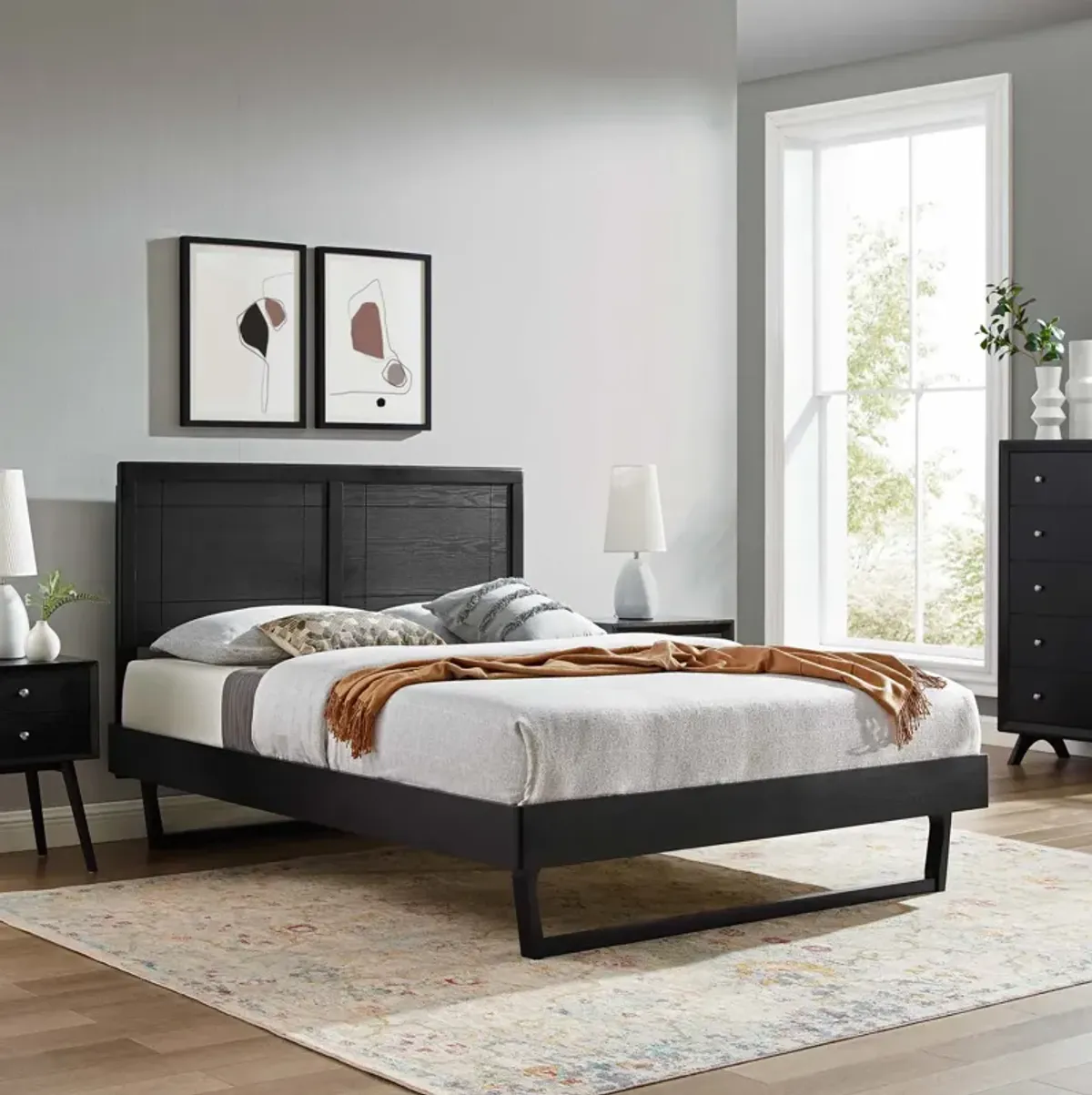 Marlee Twin Wood Platform Bed With Angular Frame