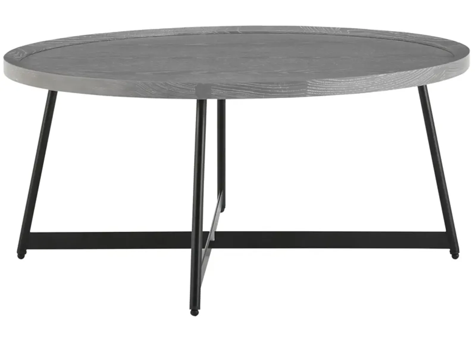 Niklaus 35" Round Coffee Table in Gray with Black Base