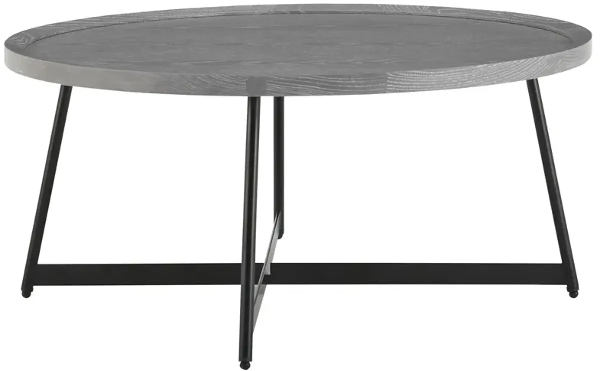 Niklaus 35" Round Coffee Table in Gray with Black Base