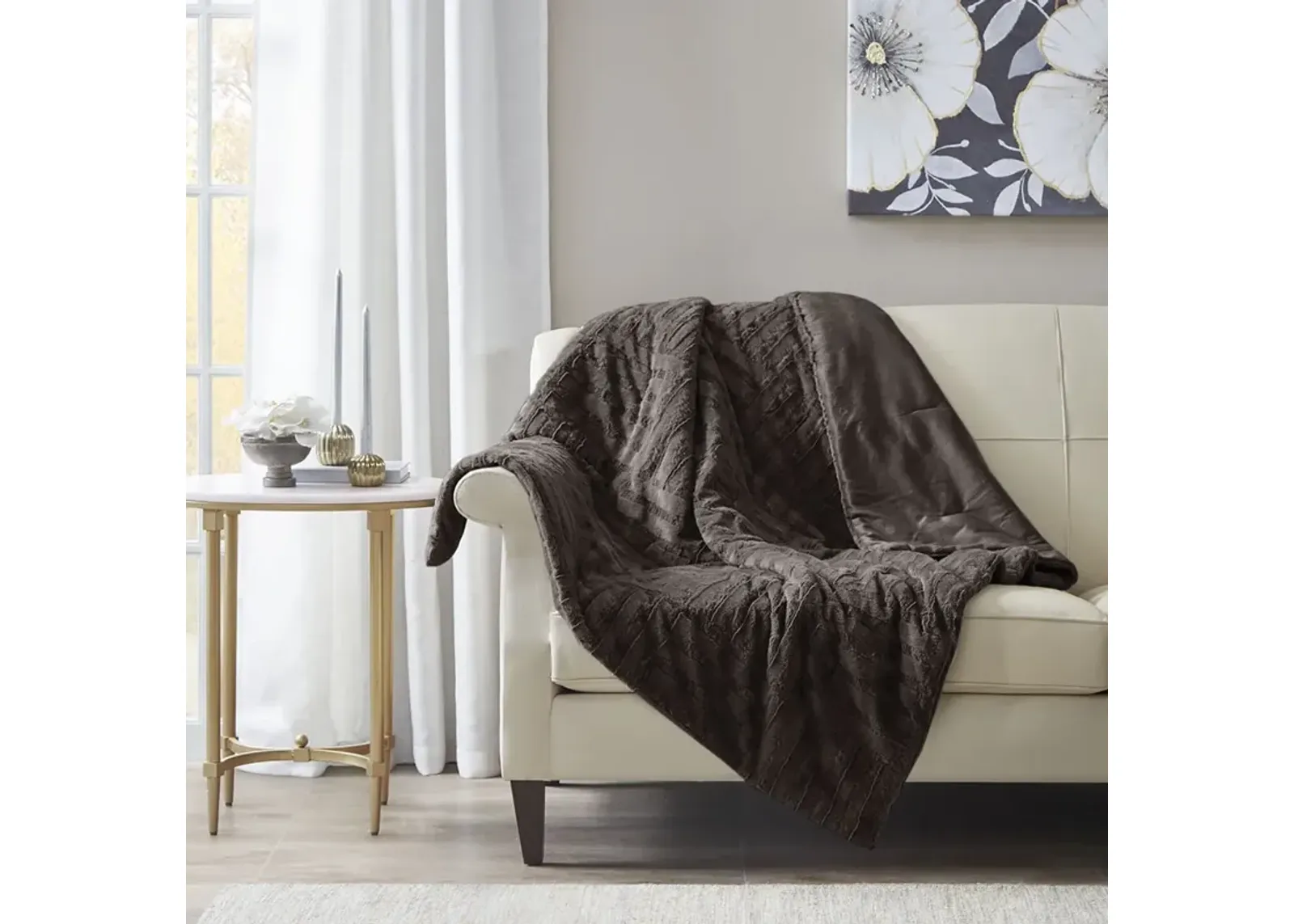 Madison Park Arctic Chocolate Ultra Plush Down Alternative Throw