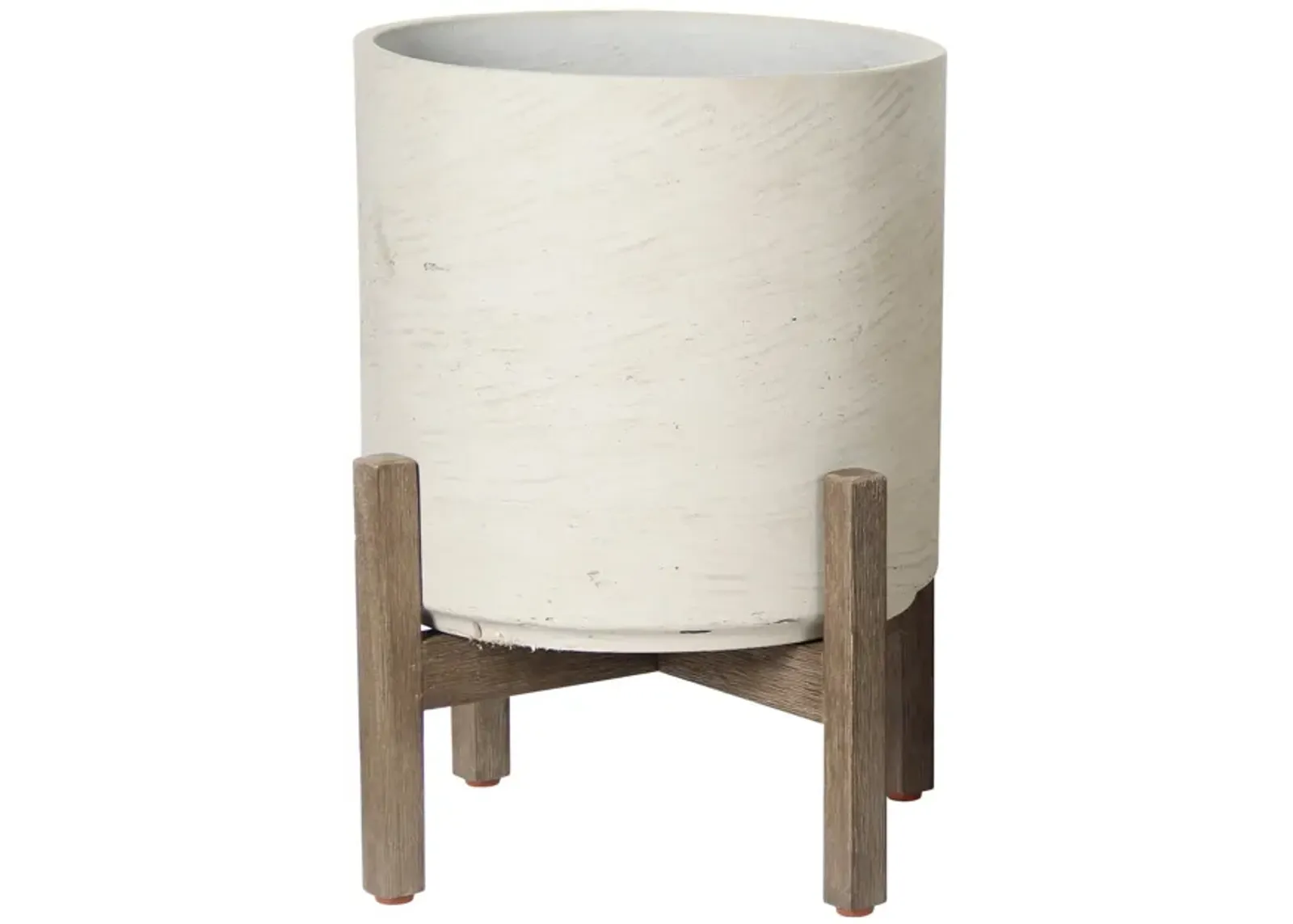 Patio Round Medium Standing Pot - White Wash