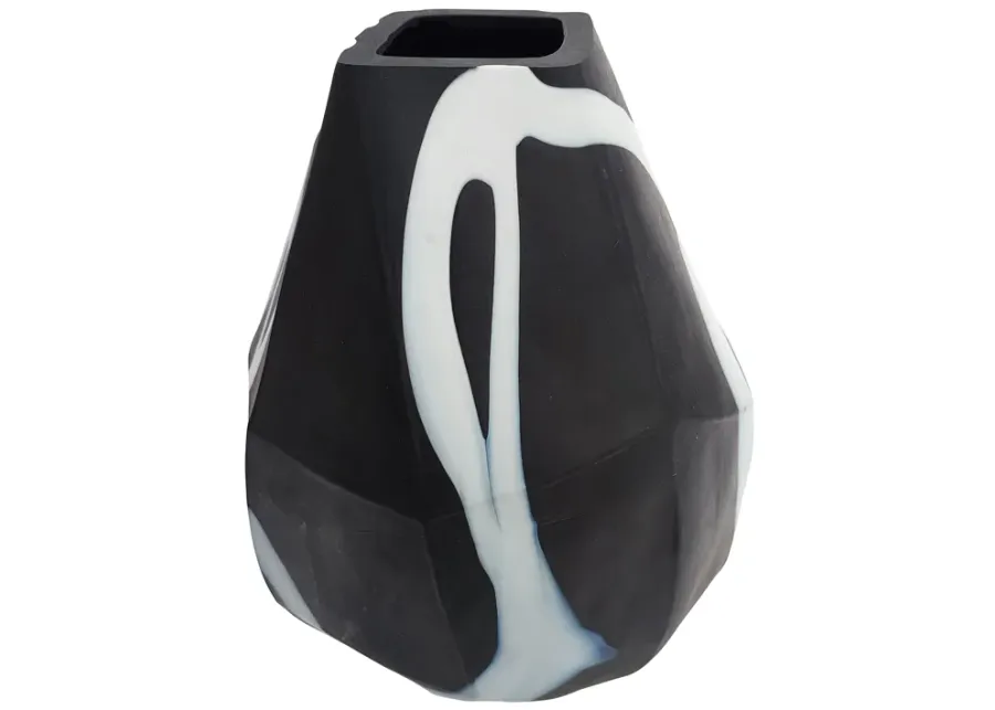 Glass, 10" Abstract Contemporary Vase, Black