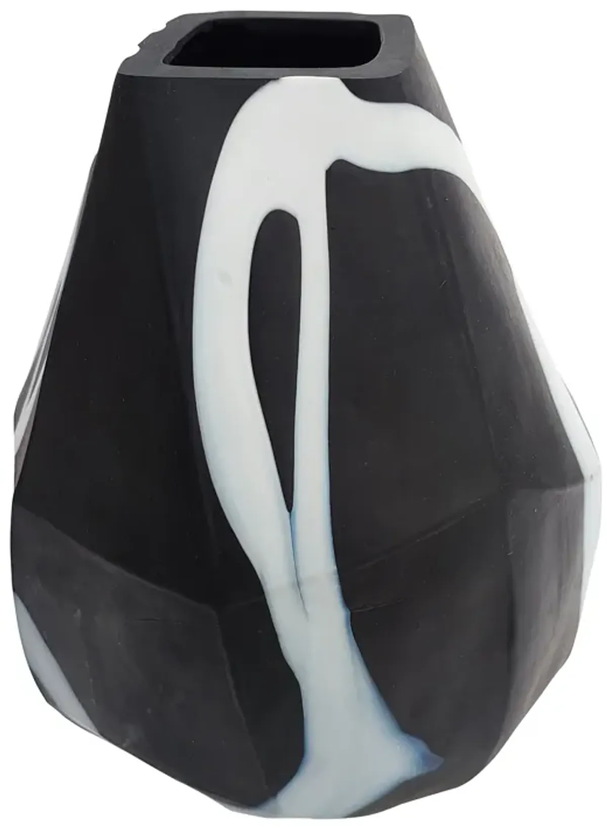 Glass, 10" Abstract Contemporary Vase, Black