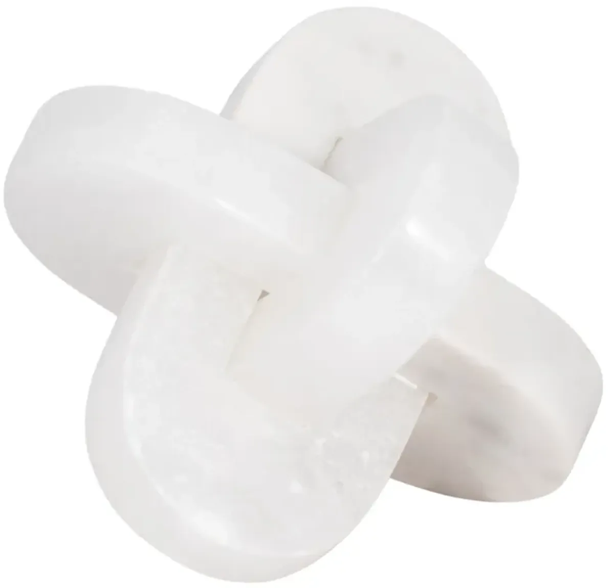 6" Alabaster And Marble Curved Knot, White