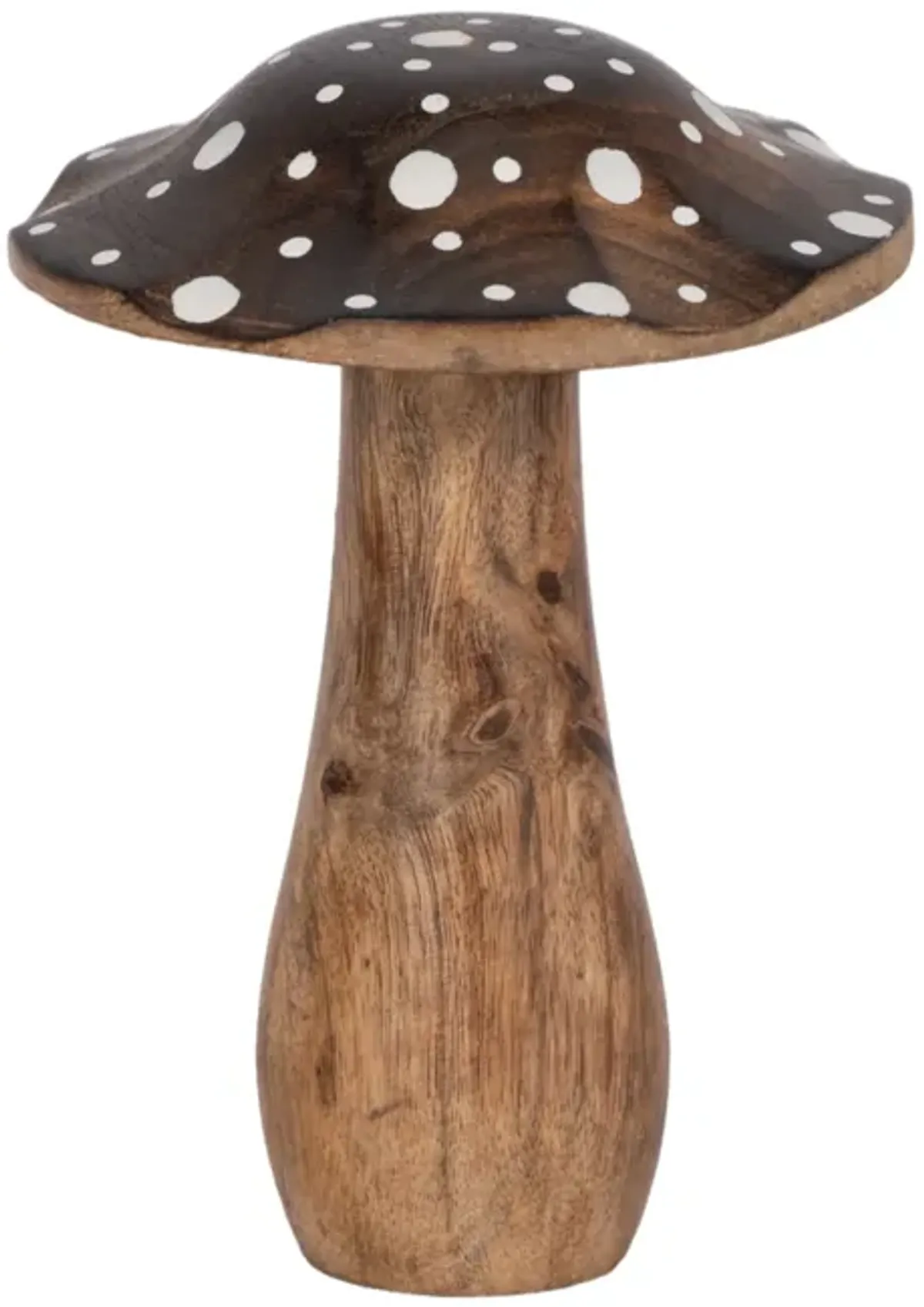 6" Wood Mushroom With White Dots, Brown