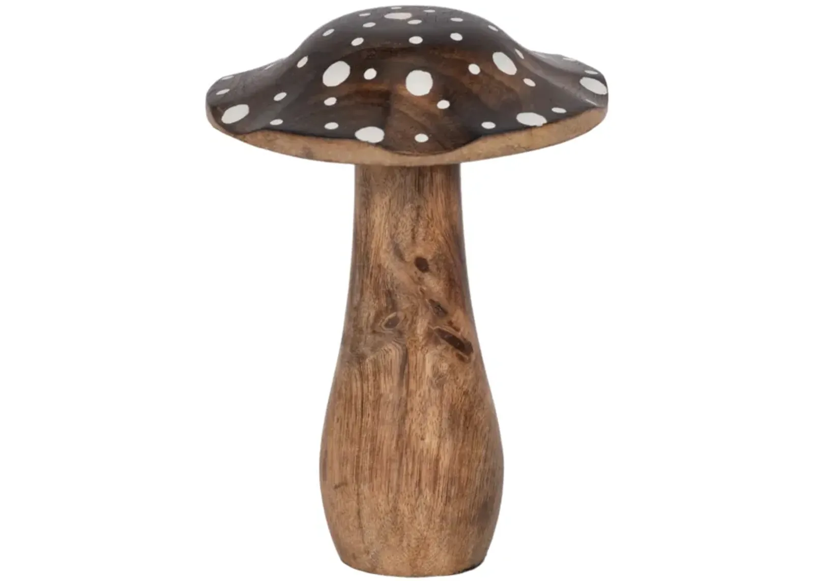 6" Wood Mushroom With White Dots, Brown