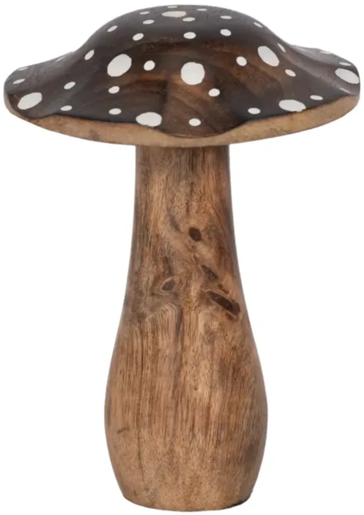 6" Wood Mushroom With White Dots, Brown