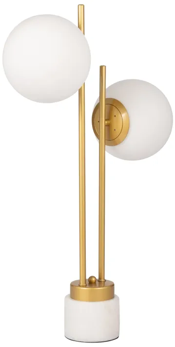 Glass/brass 23" Double Diffuser Table Lamp, Gold