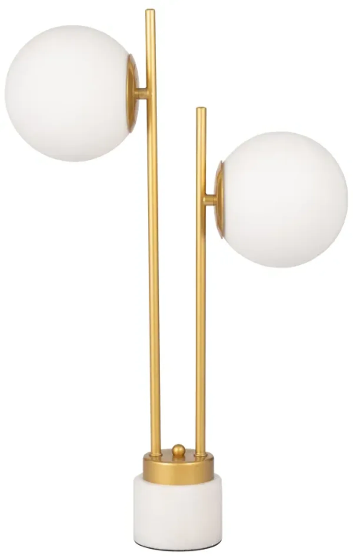 Glass/brass 23" Double Diffuser Table Lamp, Gold