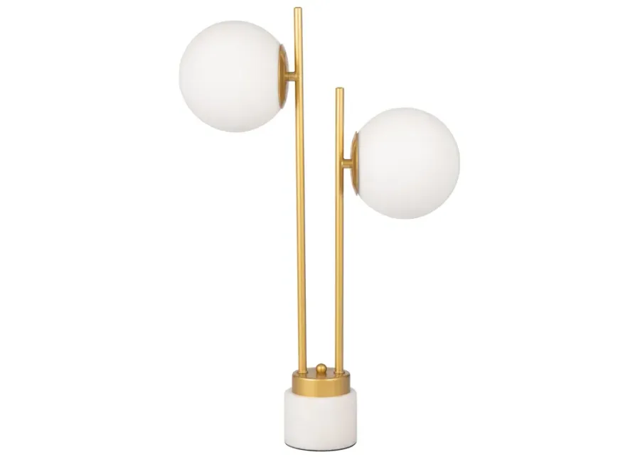 Glass/brass 23" Double Diffuser Table Lamp, Gold