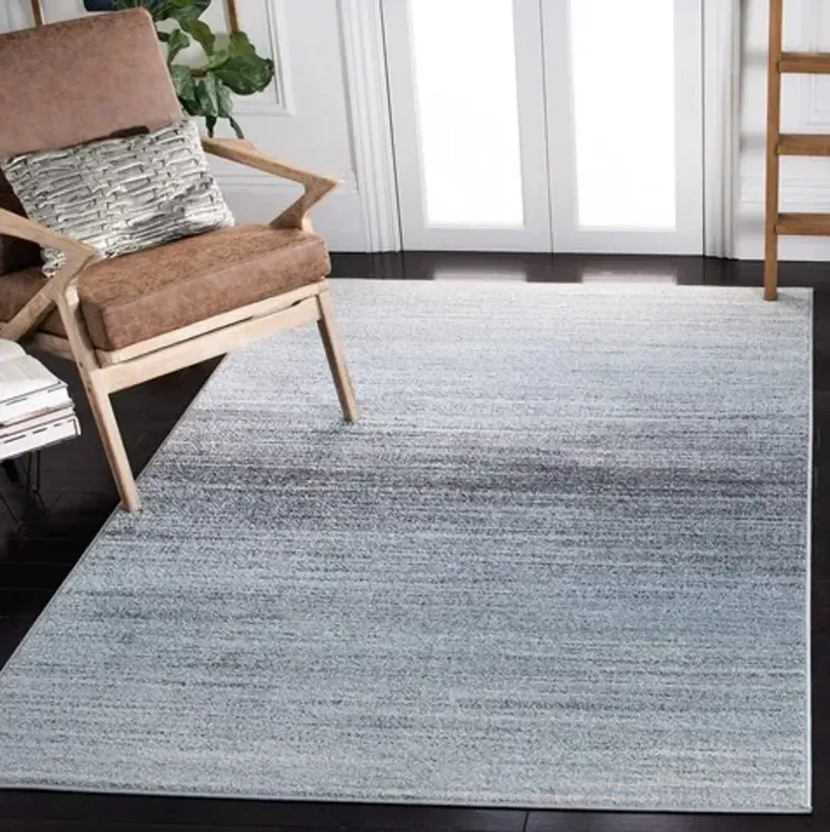 Adirondack Contemporary Grey / Light Grey 2'-6" X 8' Powerloomed Rug