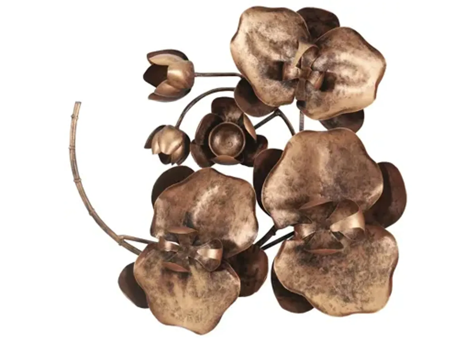 Orchid Sprig Wall Art, Small, Metal, Copper/Black