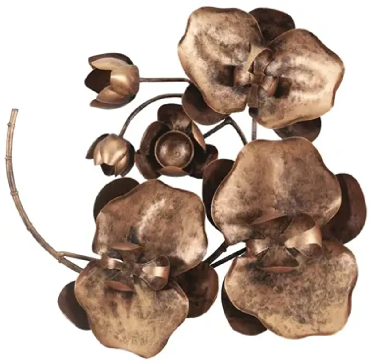 Orchid Sprig Wall Art, Small, Metal, Copper/Black