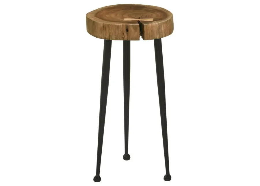 Keith Round Wood Top Side Table Natural and Black