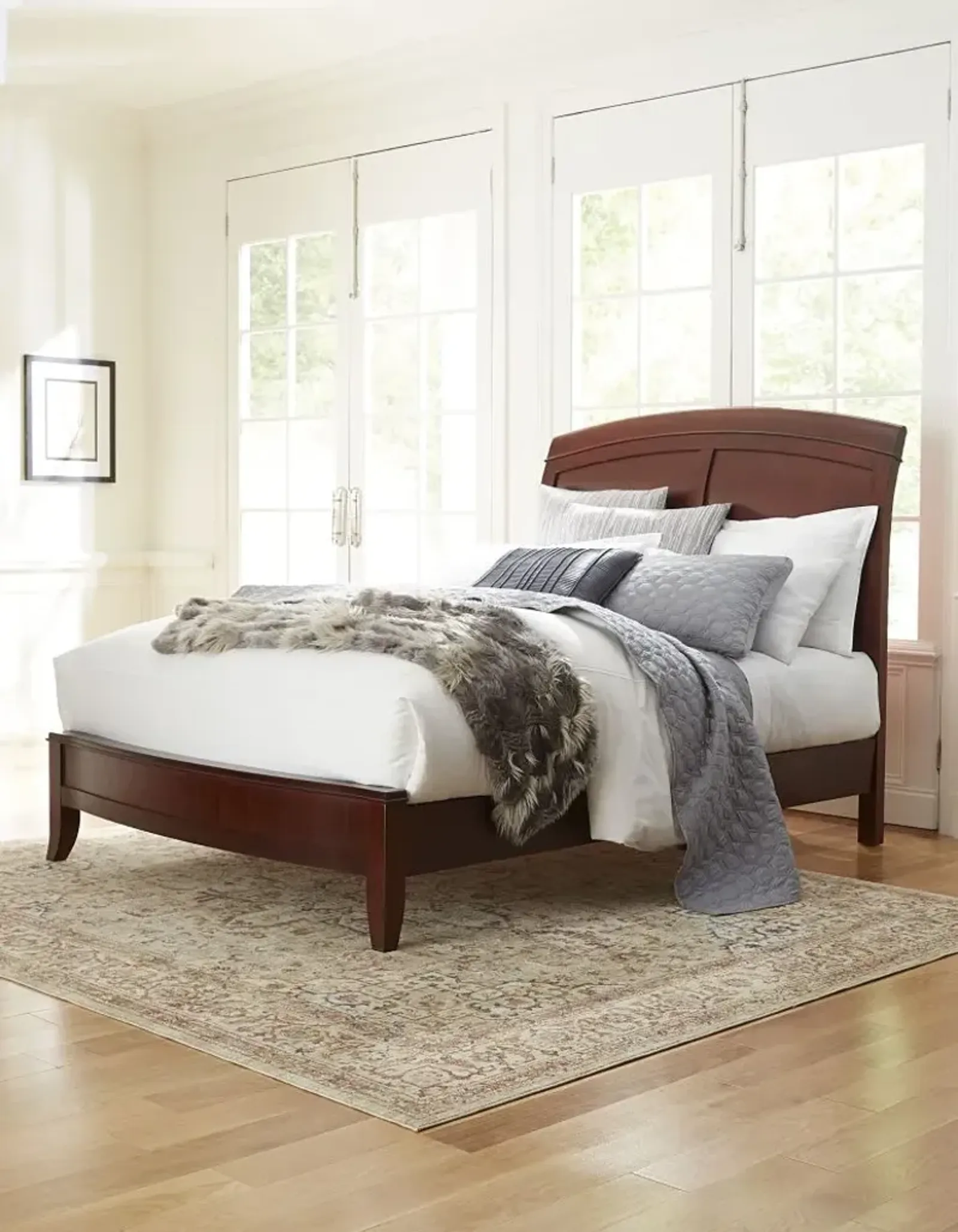 Brighton Full Size Low Profile Sleigh Bed in Cinnamon