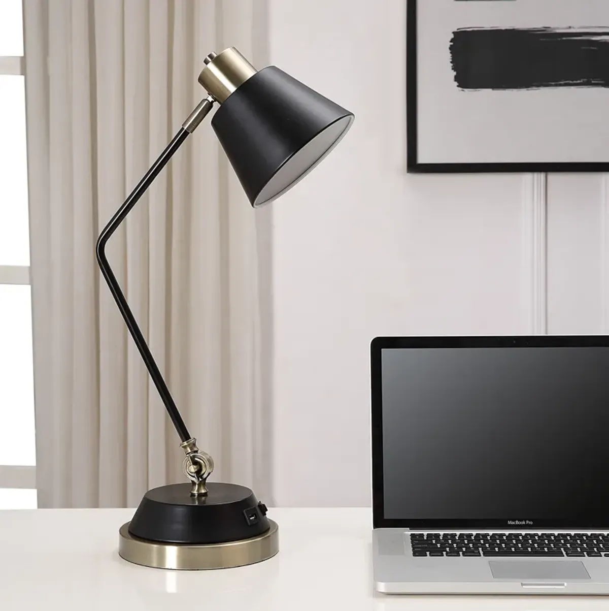 Antique Brass And Black Finish Desk Lamp