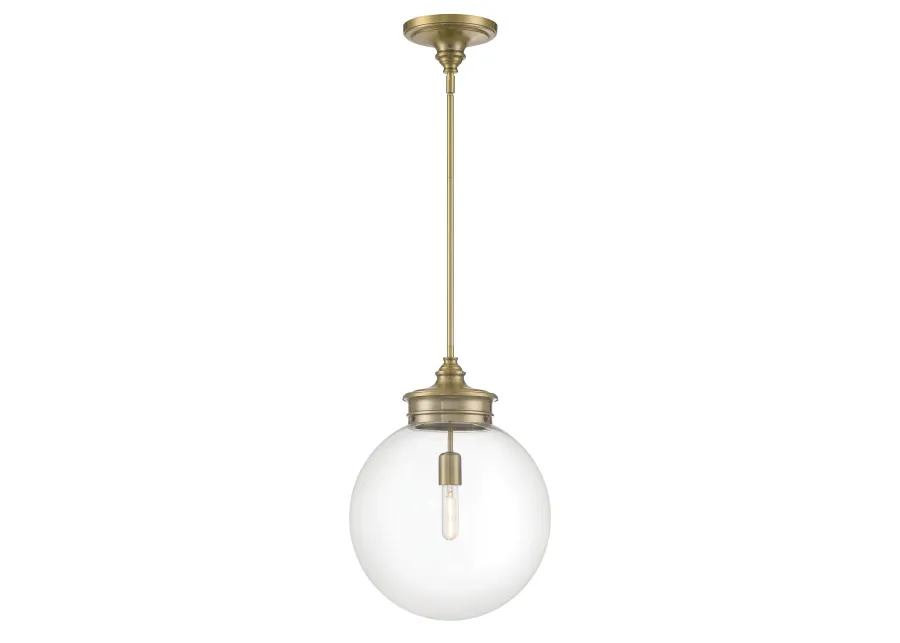 Emma 1-Light Glass Pendant - Antique Brass