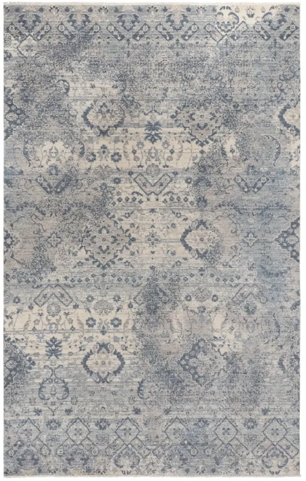 Platinum Beige Distressed Classical Proprietary Wool 5' x 8' Rectangle Rug