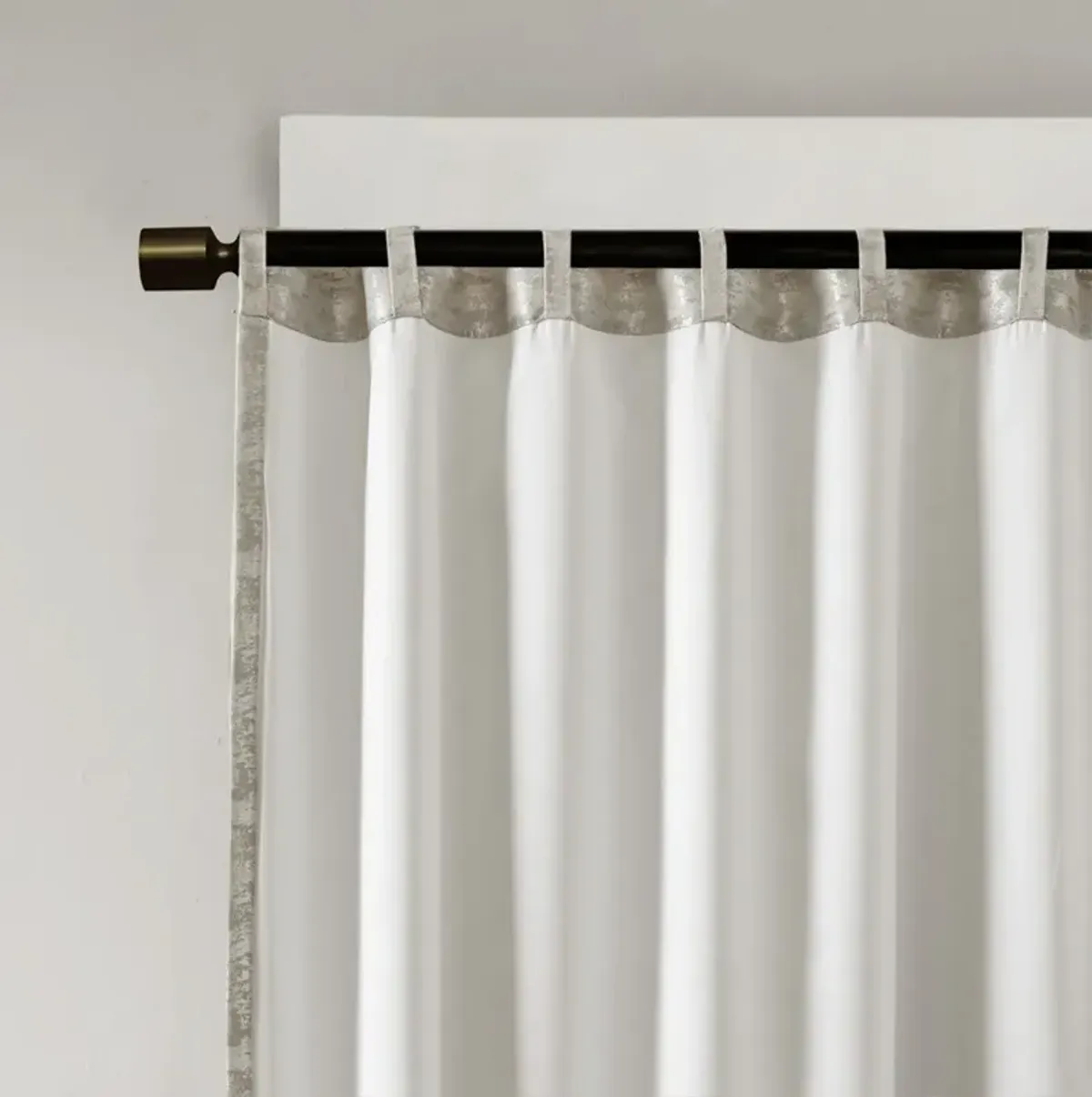 SunSmart Cassius Grey/Silver Jacquard Lined Total Blackout Rod Pocket/Back Tab Curtain Panel