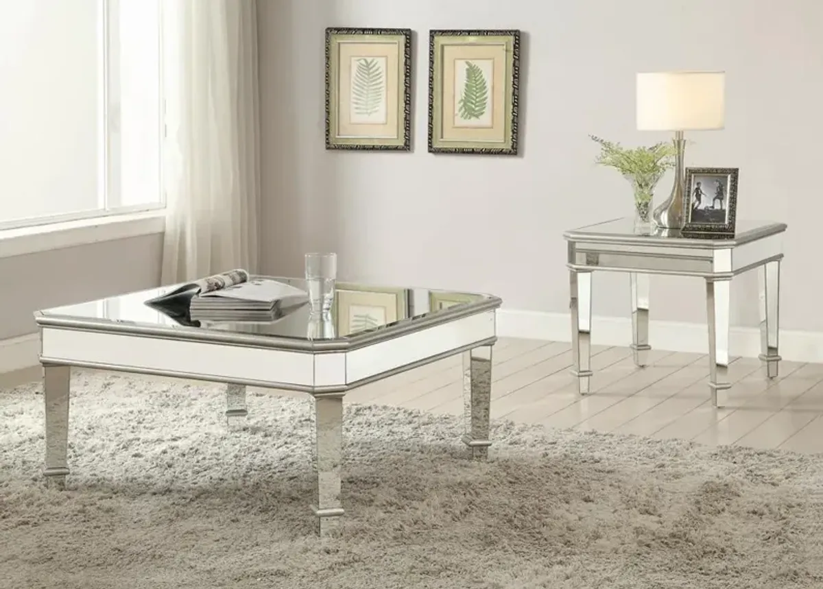 Eisley Square Beveled Top End Table Silver