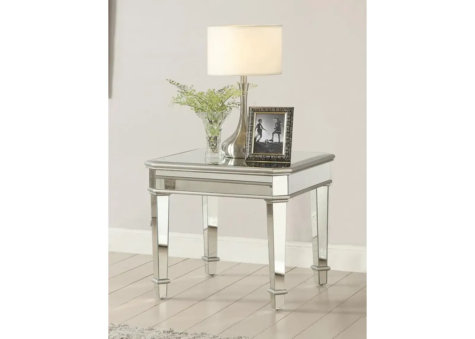 Eisley Square Beveled Top End Table Silver