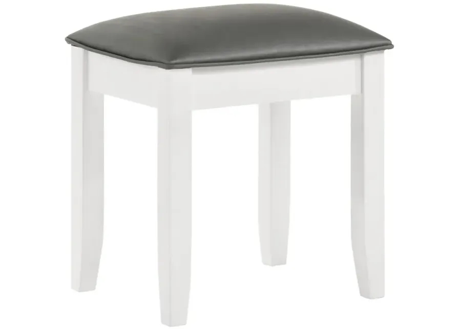 Felicity Upholstered Vanity Stool Metallic and Glossy White