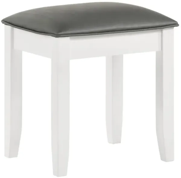 Felicity Upholstered Vanity Stool Metallic and Glossy White