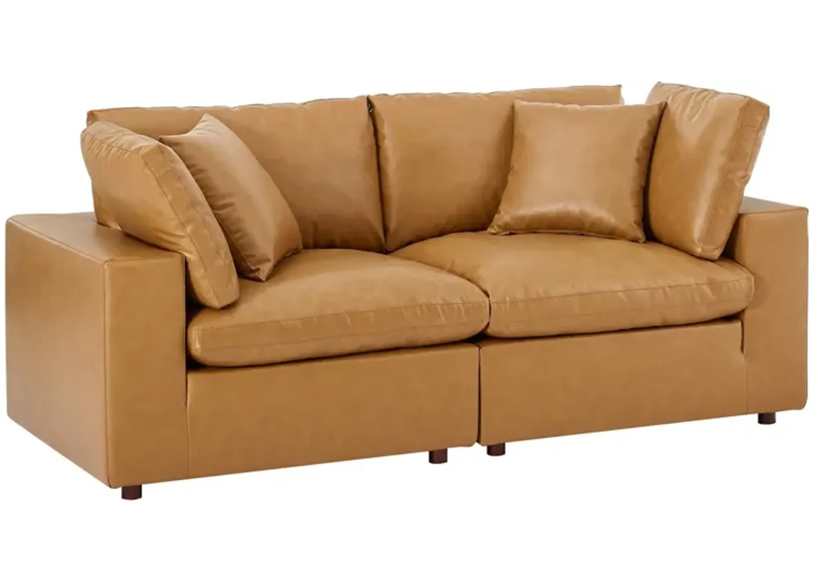 Commix Down Filled Overstuffed Vegan Leather Loveseat