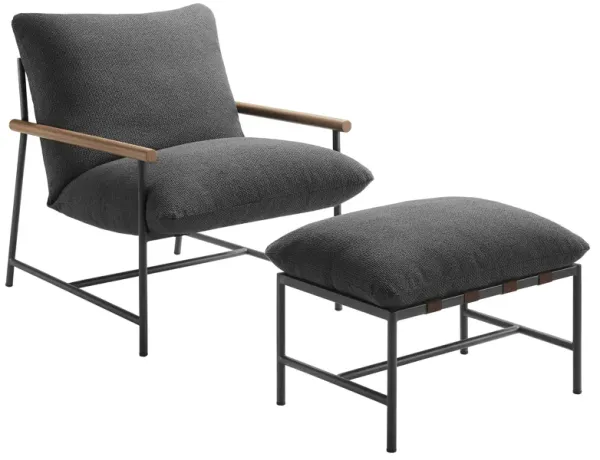 Raya Outdoor Patio Boucle Lounge Chair and Ottoman by Modway