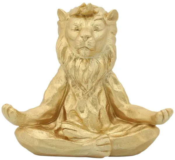 Resin 7" Yoga Lion, Gold