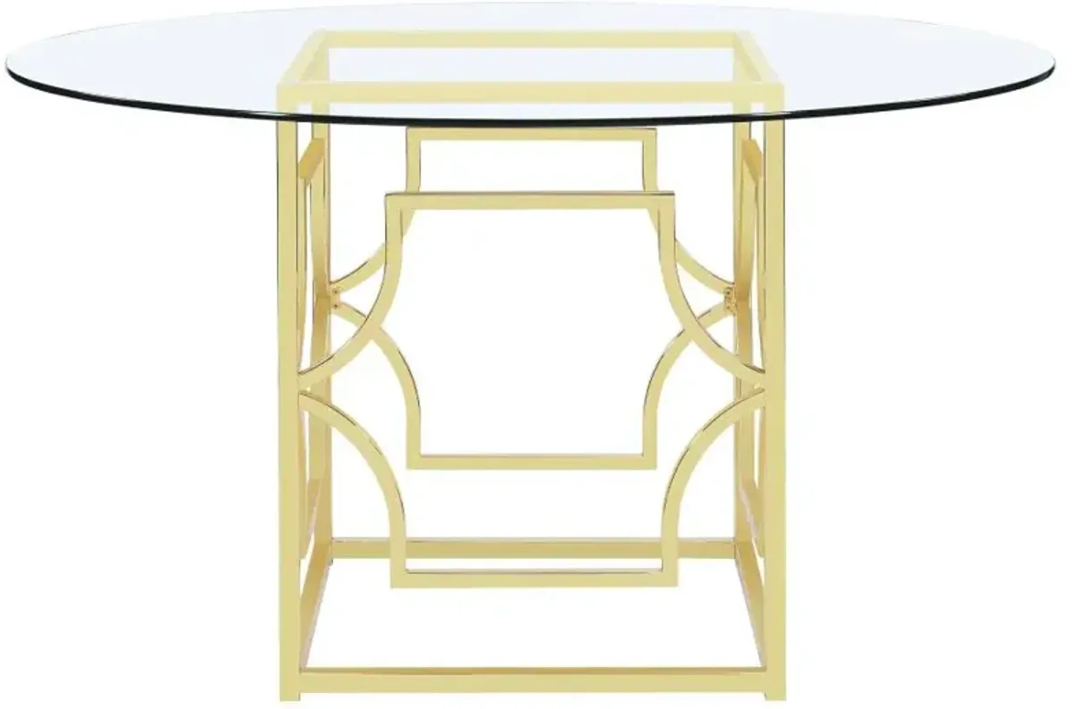 Starlight Round Glass Top Dining Table Clear and Brass