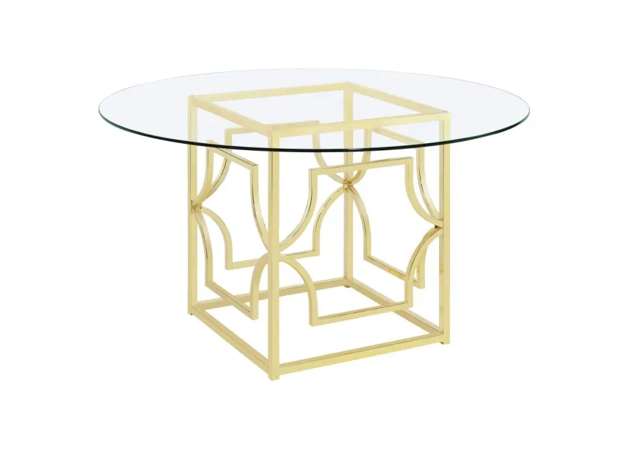 Starlight Round Glass Top Dining Table Clear and Brass